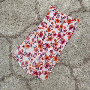 Floral midi length maxinshirt white orange pink xs